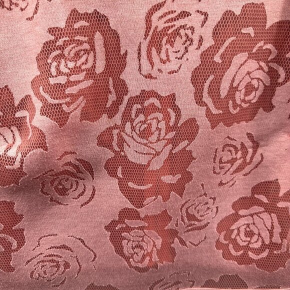 Say What? Womens Y2K Crop Top Large Pink Rose Lace Mesh Bell Sleeve‎ Festival - Picture 3 of 10